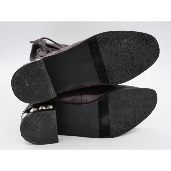 Catherine Malandrino Sock Boots Womens 7 Gray Fabric Pearl Heel Thigh Highs - Picture 11 of 11